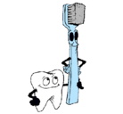 Dibujo Muela y cepillo de dientes pintado por sara33