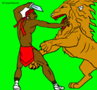 Dibujo Gladiador contra león pintado por johnirwin