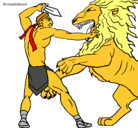 Dibujo Gladiador contra león pintado por marcelo