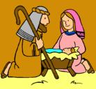 Dibujo Adoran al niño Jesús pintado por dani