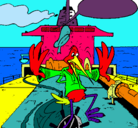Dibujo Cigüeña en un barco pintado por rex
