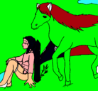 Dibujo Chica y caballo pintado por lpiú9979uihjij7pulp6luý
