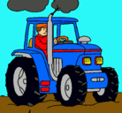 Dibujo Tractor en funcionamiento pintado por ariel