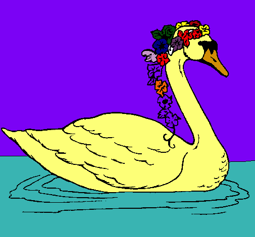 Cisne con flores