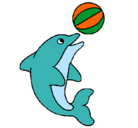 Dibujo Delfín jugando con una pelota pintado por Tortuga
