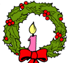 Dibujo Corona de navidad y una vela pintado por Crivi