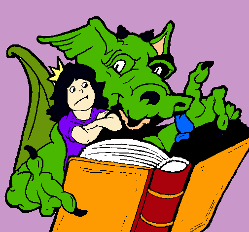 Dragón, chica y libro