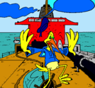 Dibujo Cigüeña en un barco pintado por duvan