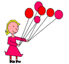 Dibujo Chica con globos pintado por valentina