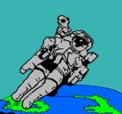 Dibujo Astronauta en el espacio pintado por sez