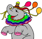 Dibujo Elefante con 3 globos pintado por alondra
