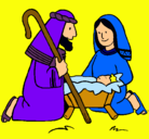 Dibujo Adoran al niño Jesús pintado por amalia