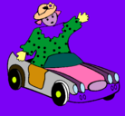 Dibujo Muñeca en coche descapotable pintado por laurita
