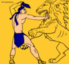 Dibujo Gladiador contra león pintado por monica