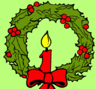 Dibujo Corona de navidad y una vela pintado por amalia