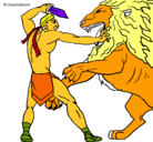 Dibujo Gladiador contra león pintado por andrea