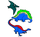 Dibujo Tres clases de dinosaurios pintado por JOS
