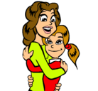 Dibujo Madre e hija abrazadas pintado por mam