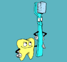 Dibujo Muela y cepillo de dientes pintado por jorgeacorarazado