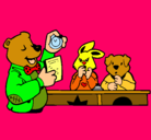 Dibujo Profesor oso y sus alumnos pintado por amalia