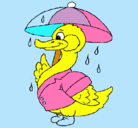 Dibujo Pato bajo la lluvia pintado por marlene
