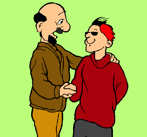 Padre e hijo se estrechan la mano