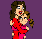 Dibujo Madre e hija abrazadas pintado por mama