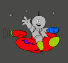 Dibujo Marcianito en moto espacial pintado por josemiguelavilaR