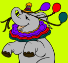 Dibujo Elefante con 3 globos pintado por Marga