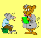 Dibujo Doctor y paciente ratón pintado por lupita
