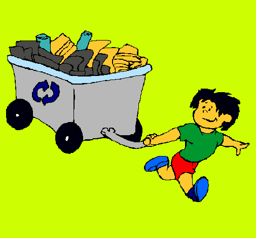 Niño reciclando