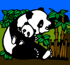 Dibujo Mama panda pintado por melany.d
