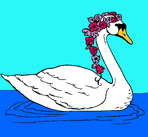 Cisne con flores