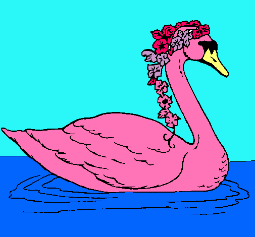 Cisne con flores