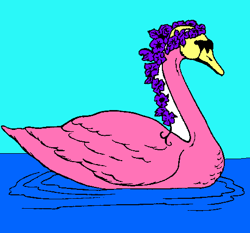 Cisne con flores