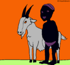 Dibujo Cabra y niño africano pintado por miguel