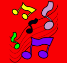 Dibujo Notas en la escala musical pintado por felipe
