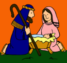 Dibujo Adoran al niño Jesús pintado por Marcela