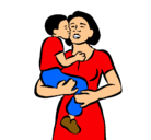Dibujo Beso maternal pintado por mama