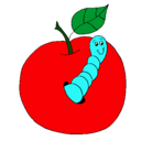 Dibujo Manzana con gusano pintado por ramsel