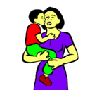 Dibujo Beso maternal pintado por Santi