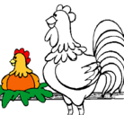 Dibujo Gallo y gallina pintado por luciavanesa