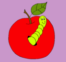 Dibujo Manzana con gusano pintado por losemosdibujos