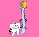 Dibujo Muela y cepillo de dientes pintado por andrea
