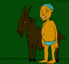 Dibujo Cabra y niño africano pintado por lizeth