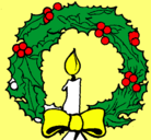 Dibujo Corona de navidad y una vela pintado por itzel