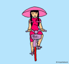 Dibujo China en bicicleta pintado por astrid