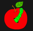 Dibujo Manzana con gusano pintado por karinaanahipere