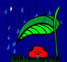 Dibujo Mariquita protegida de la lluvia pintado por paula