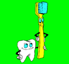 Dibujo Muela y cepillo de dientes pintado por CATA